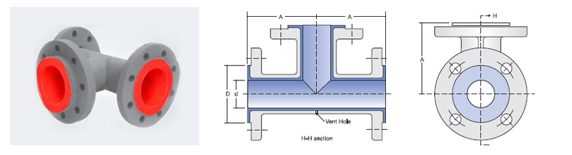  Unequal Tee PP Lined Fitting
